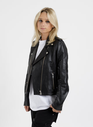 Leather Jacket - Black/Silver