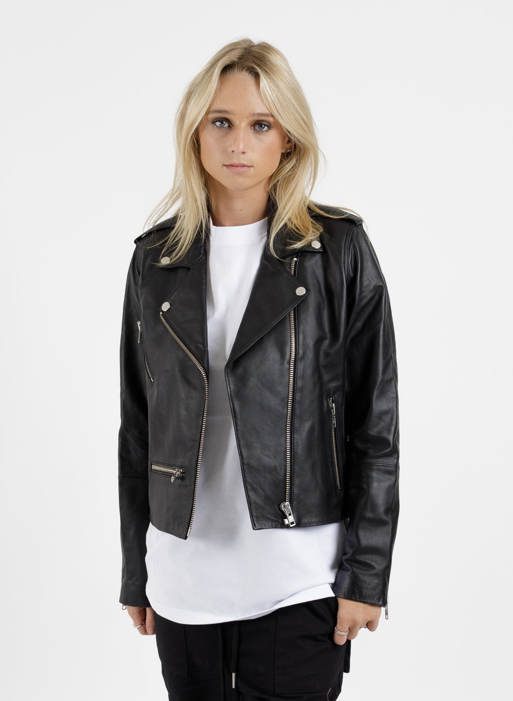 Leather Jacket | Black & Silver | Women's Leather Jacket – Federation