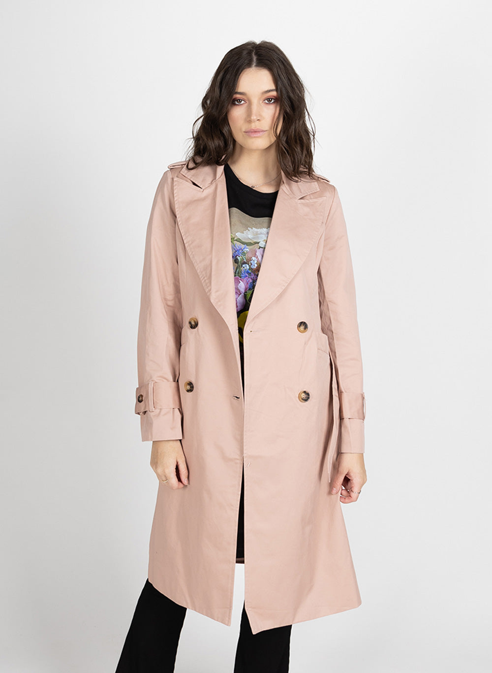 Dusky pink sales trench coat