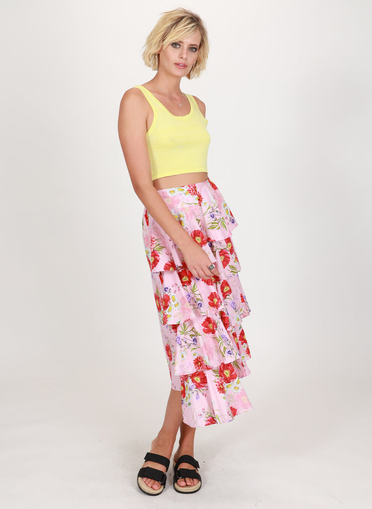 Layer Skirt Pink Floral Federation