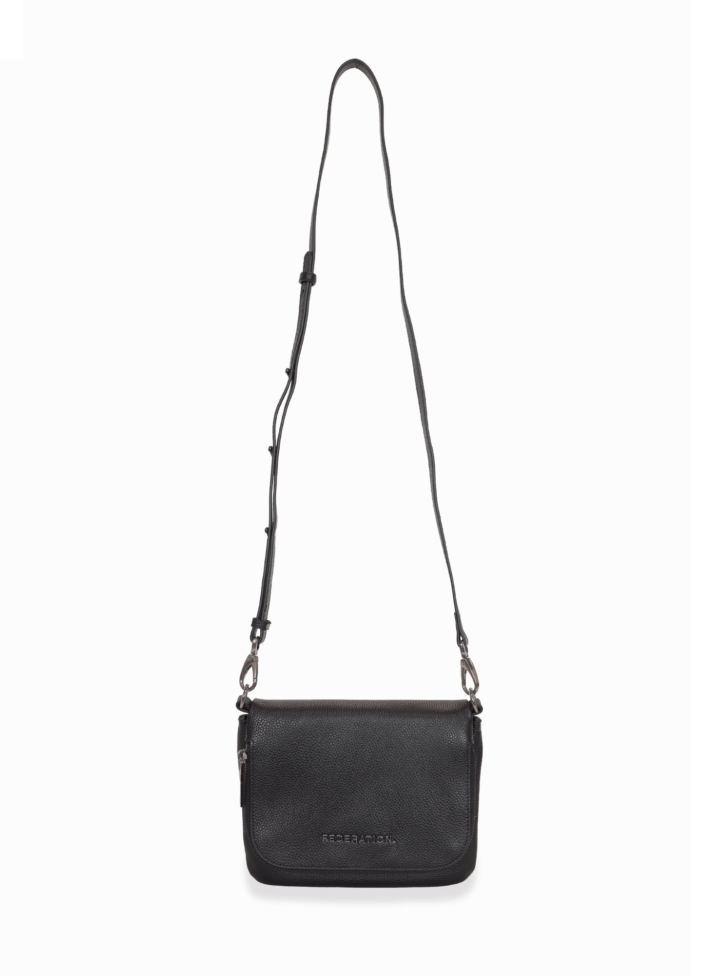 Black leather bag with silver online hardware